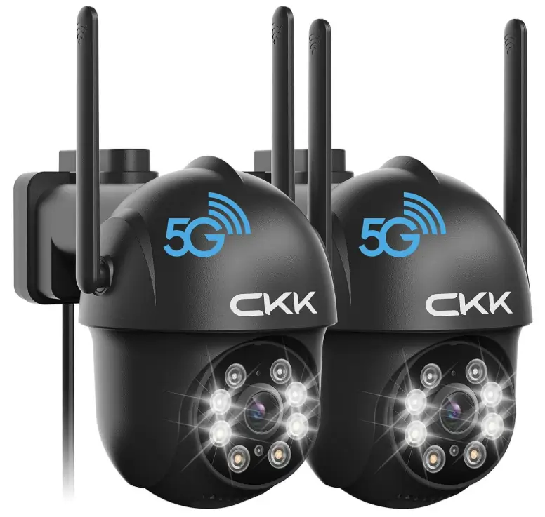 CKK 2K Security Camera Outdoor 2 Pcs 3MP PTZ WiFi Cameras for Home Security