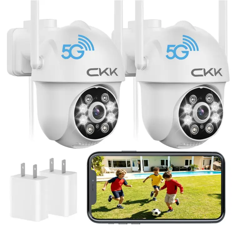 CKK 2K Security Camera Outdoor 2Pack, 2.4/5G WiFi Cameras for Home Security
