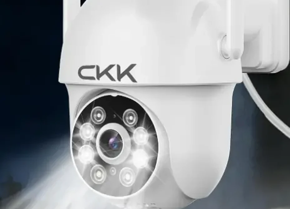 CKK 1080P Security Camera Outdoor Corded Power, 2 Pcs 2MP PTZ WiFi Home Camera (2.4G/5G Dual-Band), 360° Pan/Tilt, Color Night Vision, Motion Alerts, 2-Way Audio, Compatible with Alexa